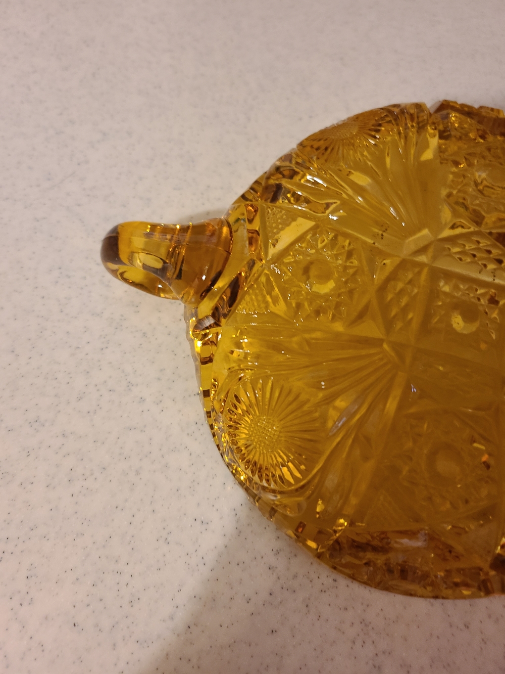 Amber Pressed Glass Serving Dish - Picture 11 of 12